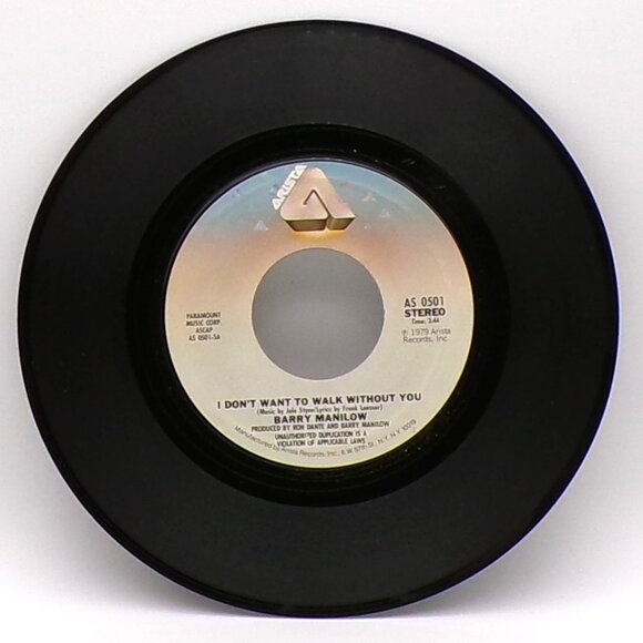 I Don't Want To Walk Without You/One Voice by Barry Manilow 45 - Picture 3 of 6